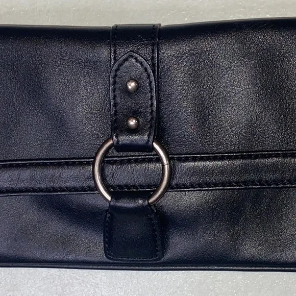 Express Black Genuine Leather Chain Tassel Shoulder Purse - Picture 2 of 15